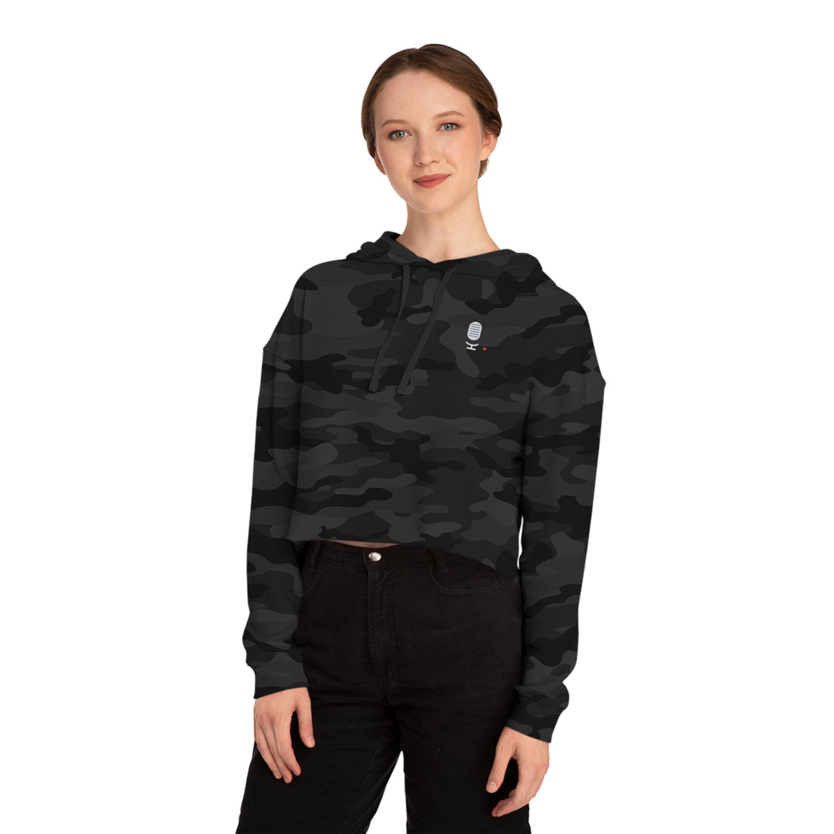 Cropped Hoodie — “The Concourse” Minimalist Logo Women’s Cropped Hooded Sweatshirt