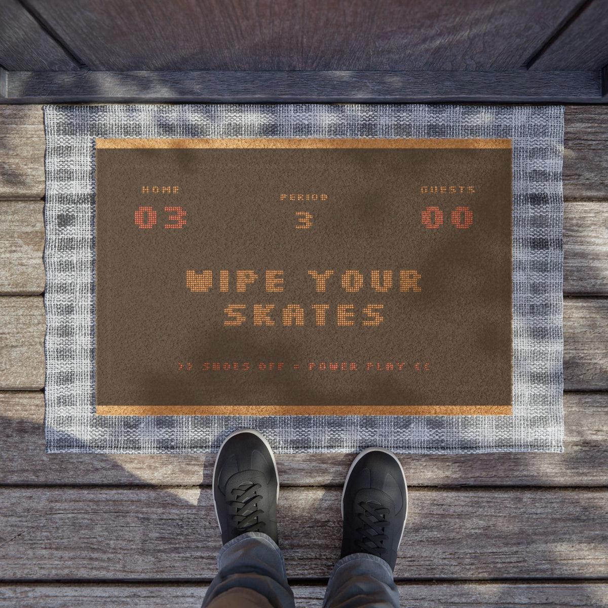 Hockey Rink 'Wipe Your Skates' Doormat — Welcome Mat for Hockey Fans & Mudroom