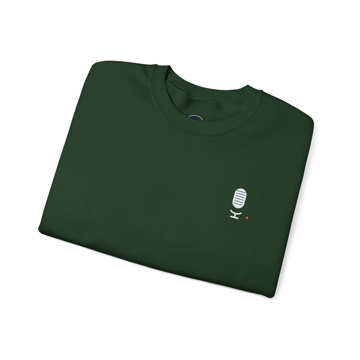 Crewneck Sweatshirt — Minimal Microphone Logo Orange Pullover