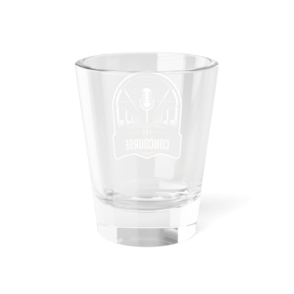 Concourse Microphone Logo Shot Glass — 1.5 oz Branded Shooter