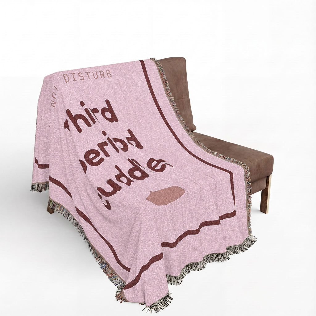 Woven Blanket — "Third Period Cuddles" Pink Cozy Throw for Teens & Dorms