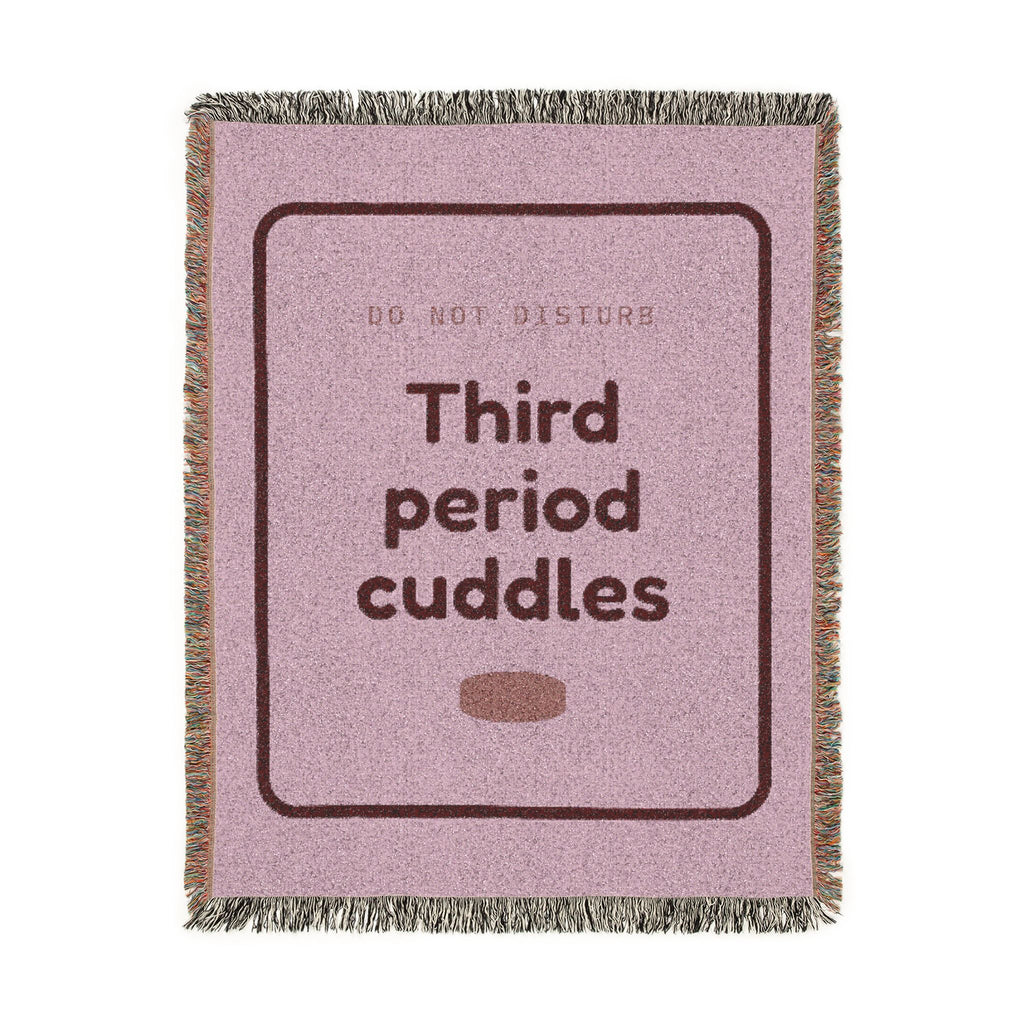 Woven Blanket — "Third Period Cuddles" Pink Cozy Throw for Teens & Dorms