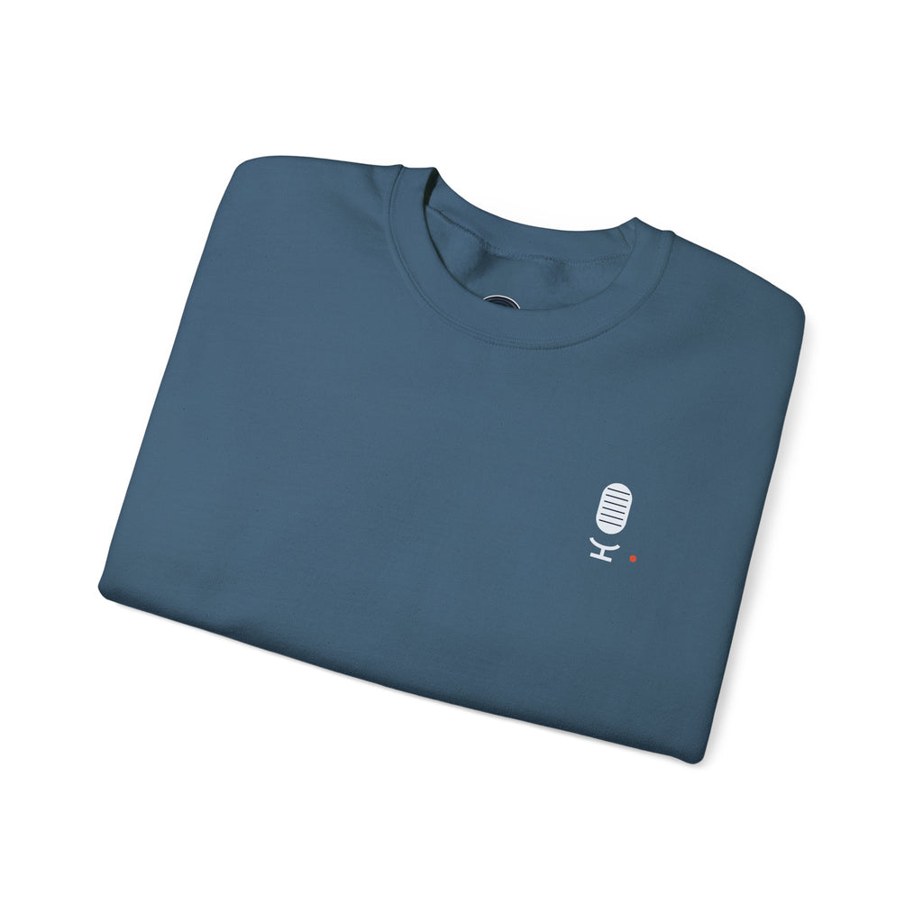 Crewneck Sweatshirt — Minimal Microphone Logo Orange Pullover