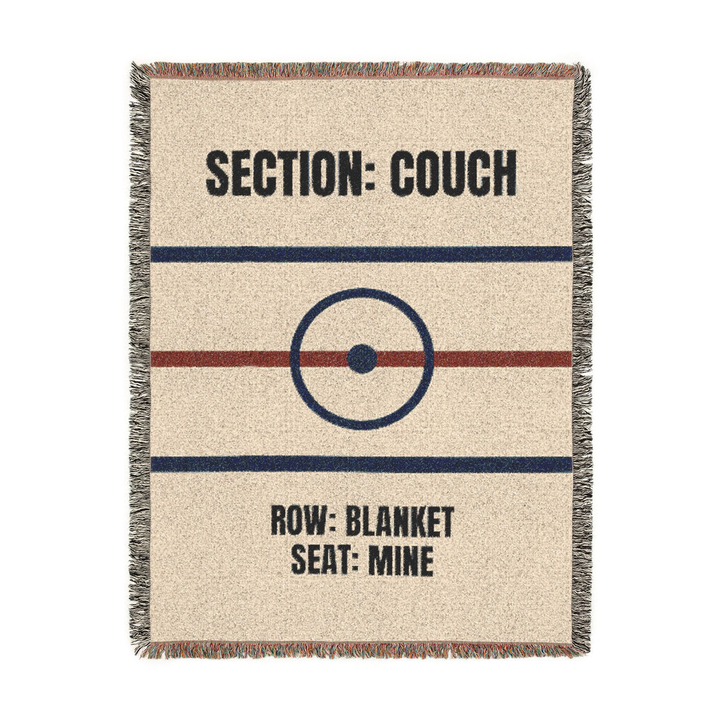 Woven Blanket: 'Section: Couch • Row: Blanket • Seat: Mine' Novelty Throw for Game Nights & TV Lovers