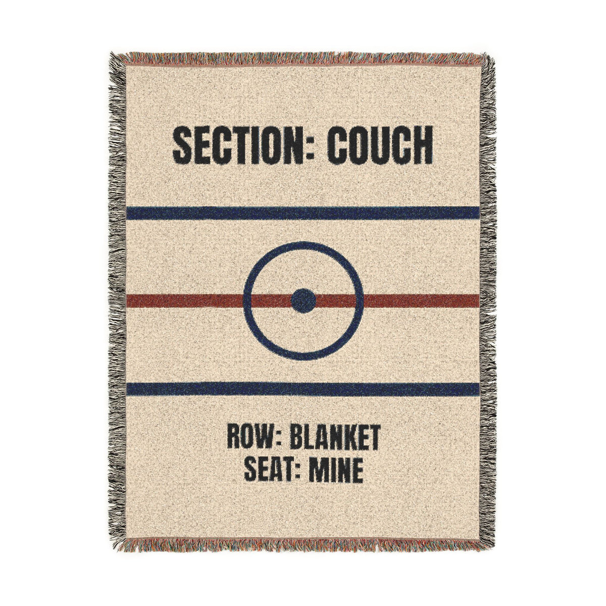 Woven Blanket: 'Section: Couch • Row: Blanket • Seat: Mine' Novelty Throw for Game Nights & TV Lovers