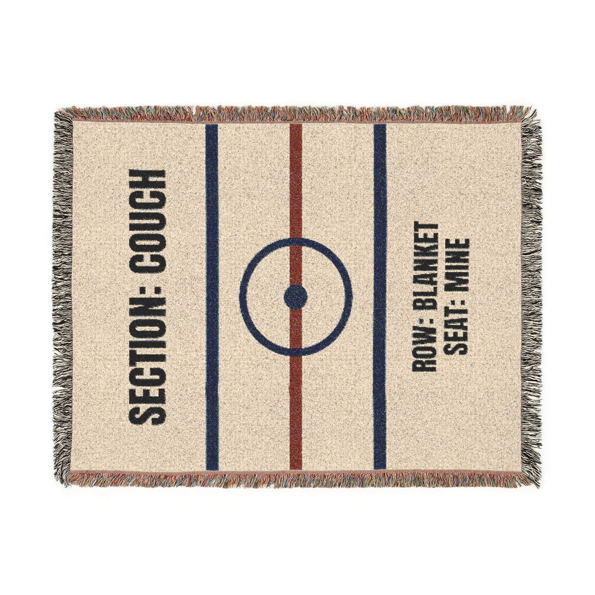 Woven Blanket: 'Section: Couch • Row: Blanket • Seat: Mine' Novelty Throw for Game Nights & TV Lovers