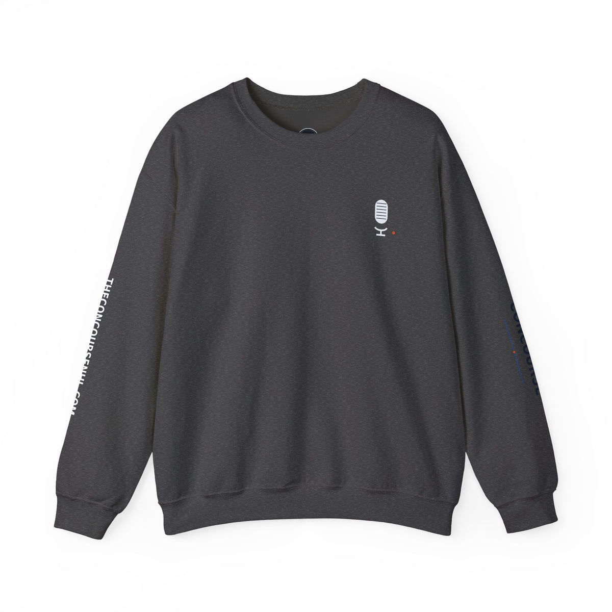Crewneck Sweatshirt — Minimal Microphone Logo Orange Pullover