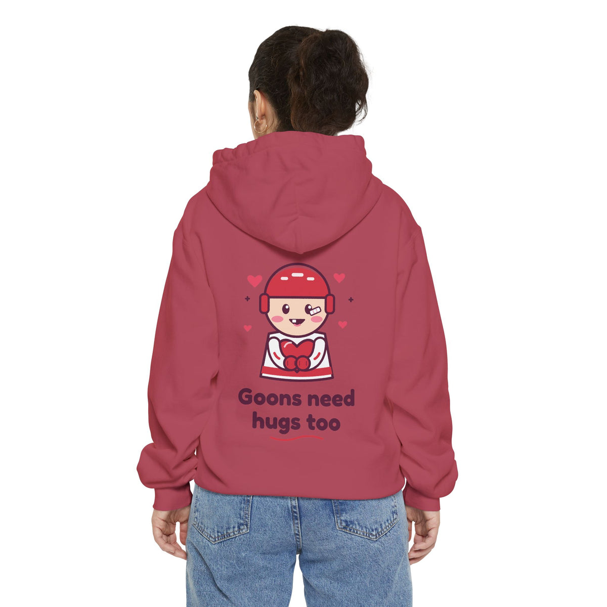Minimal Rose Hoodie — Small Skull Embroidered Pullover