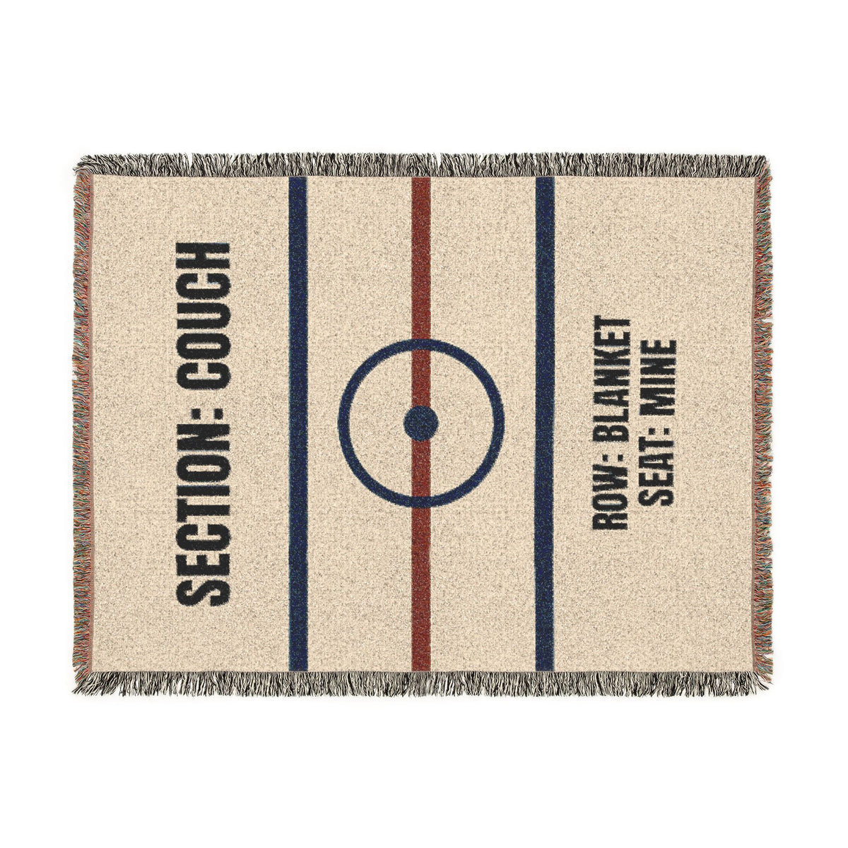 Woven Blanket: 'Section: Couch • Row: Blanket • Seat: Mine' Novelty Throw for Game Nights & TV Lovers