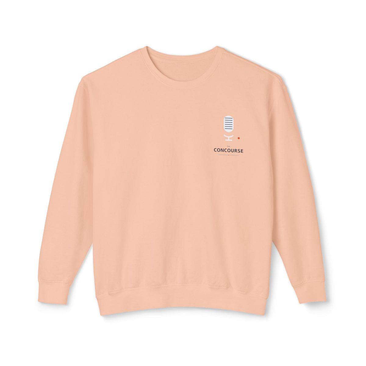 Cozy Peach Crewneck Sweatshirt with Cute Coffee Microprint