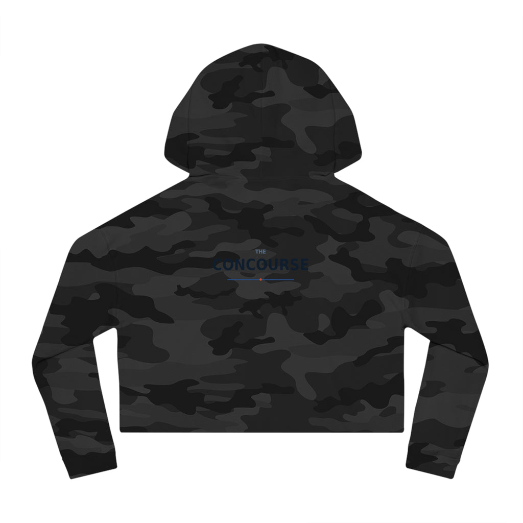 Cropped Hoodie — “The Concourse” Minimalist Logo Women’s Cropped Hooded Sweatshirt