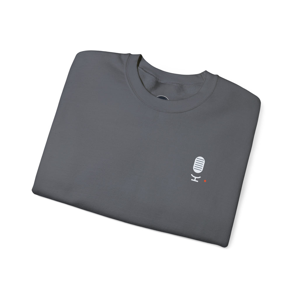 Crewneck Sweatshirt — Minimal Microphone Logo Orange Pullover