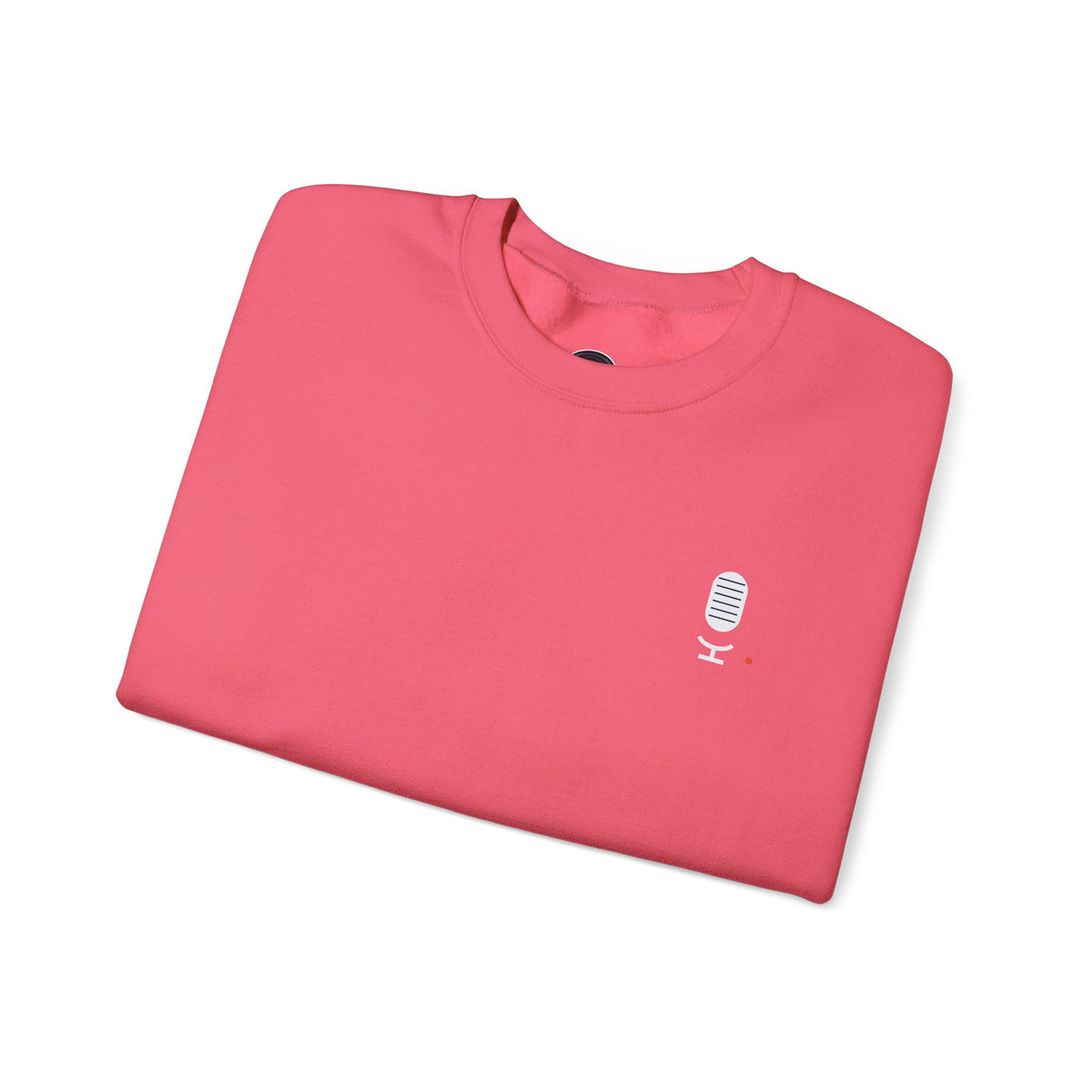 Crewneck Sweatshirt — Minimal Microphone Logo Orange Pullover