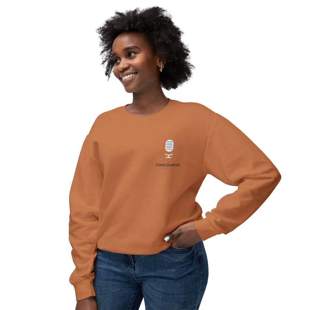 Cozy Peach Crewneck Sweatshirt with Cute Coffee Microprint