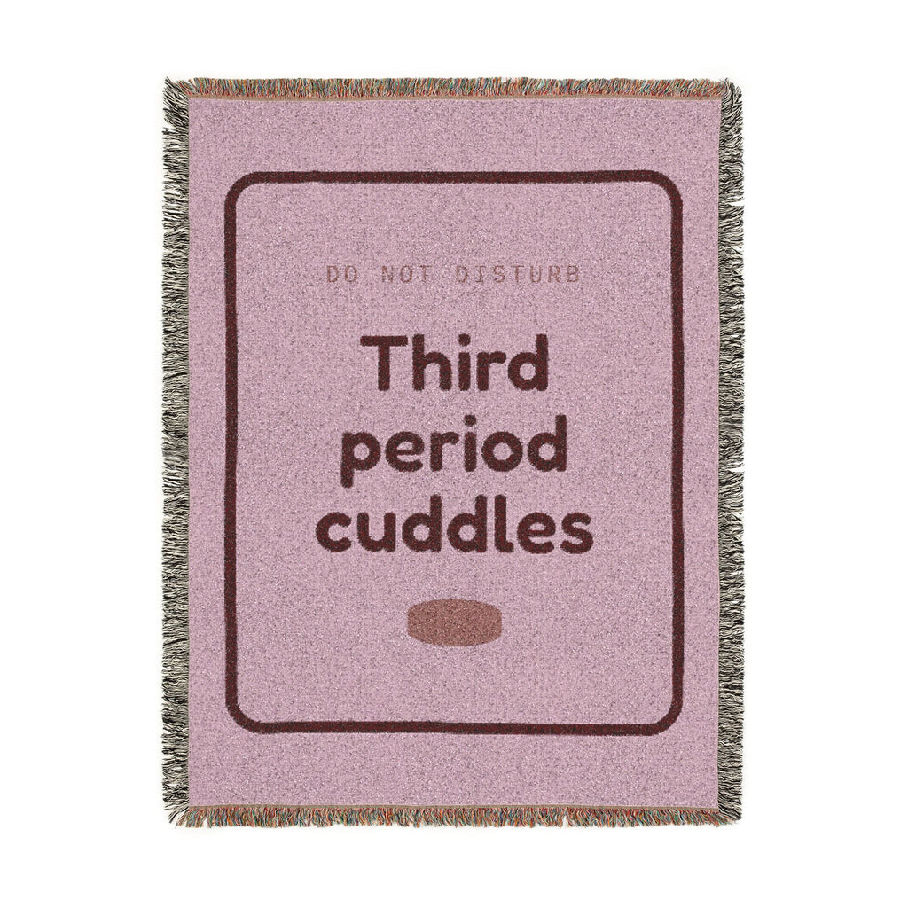 Woven Blanket — "Third Period Cuddles" Pink Cozy Throw for Teens & Dorms
