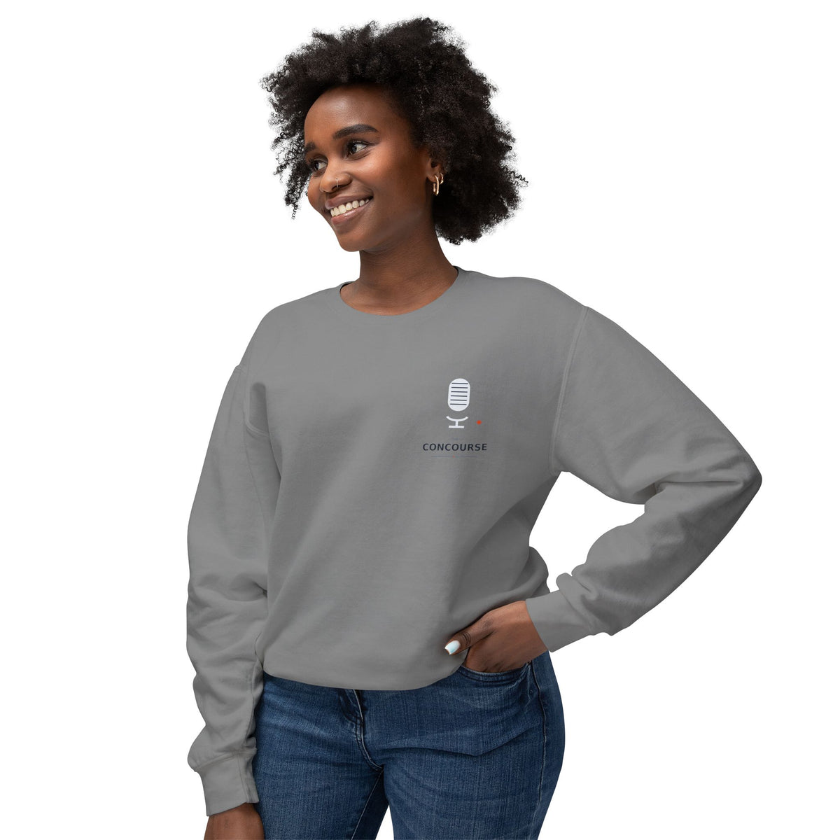 Cozy Peach Crewneck Sweatshirt with Cute Coffee Microprint