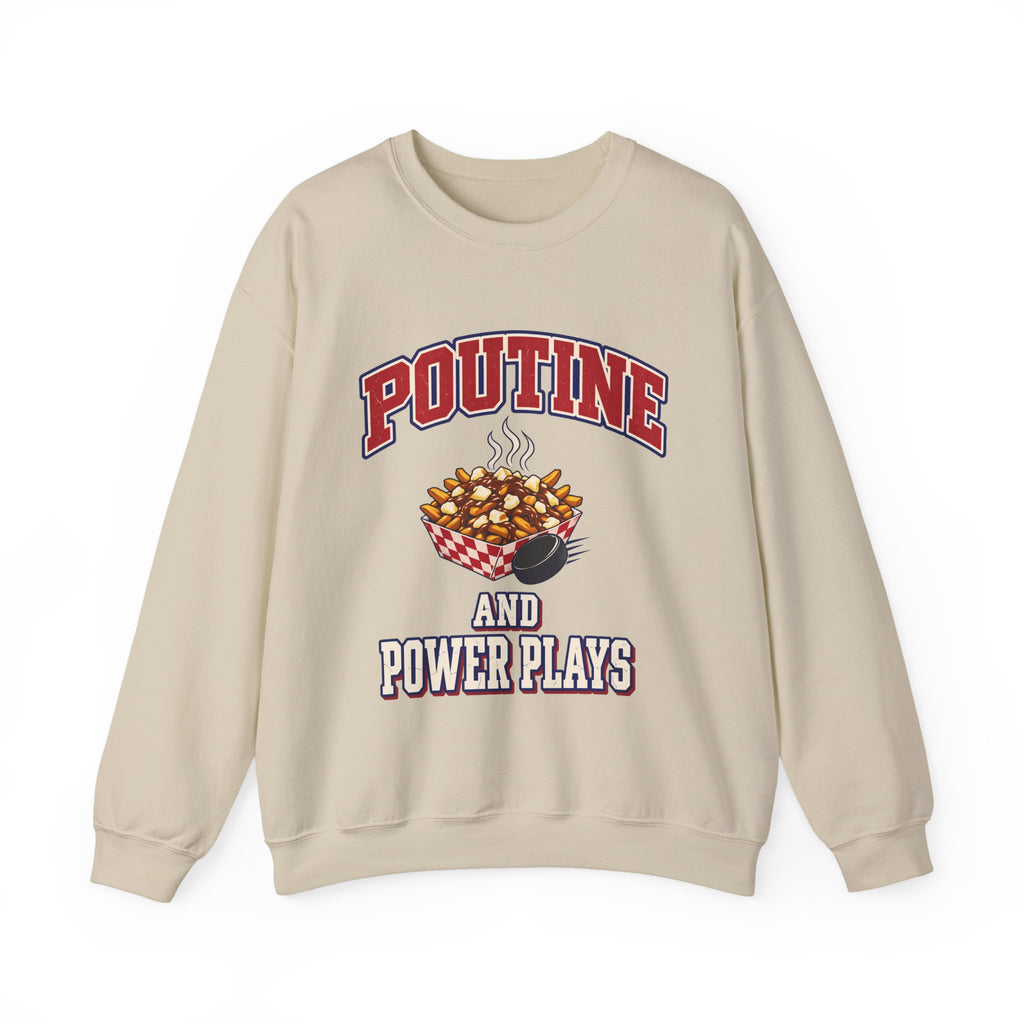 Montreal Poutine and Power Plays Hockey Crewneck Sweatshirt