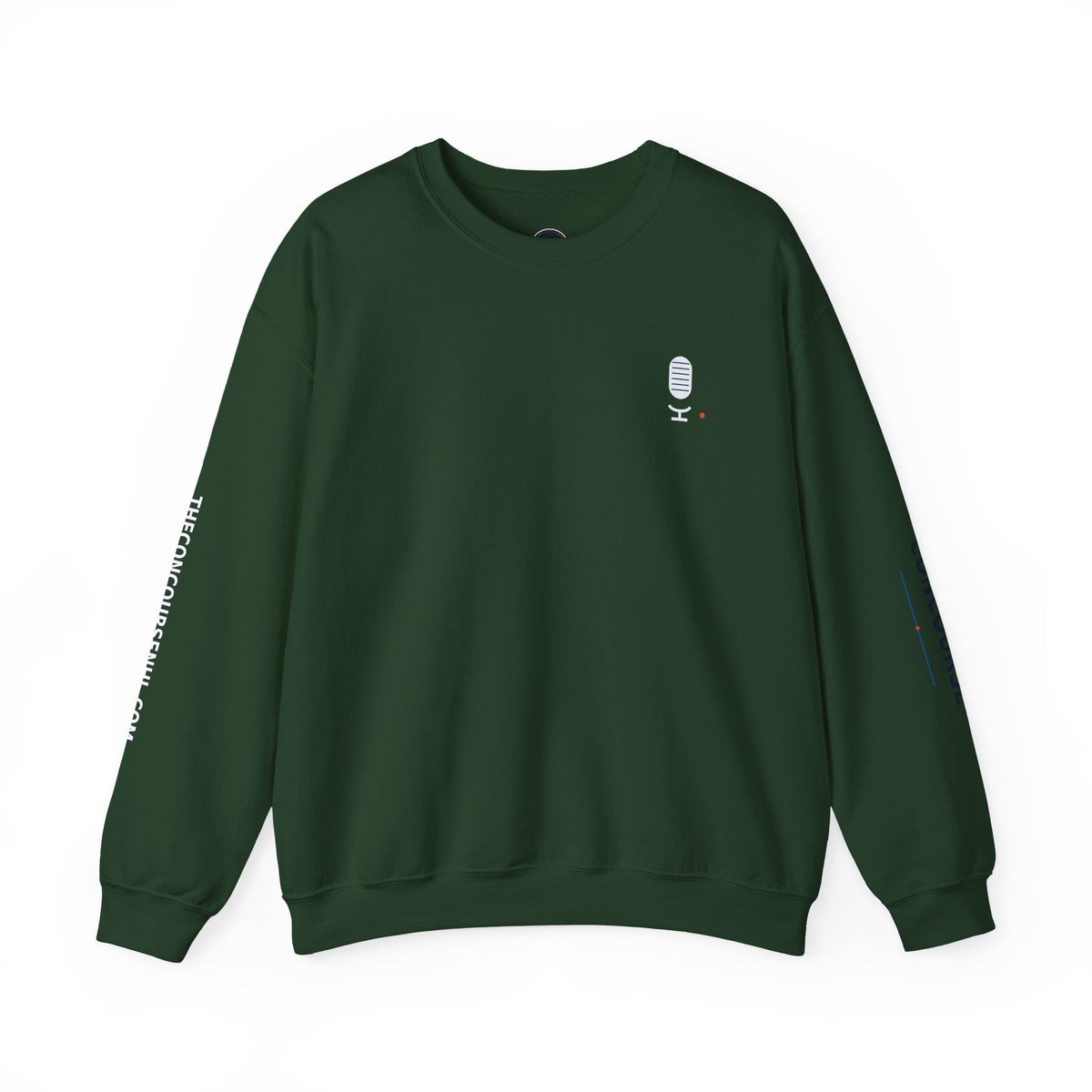 Crewneck Sweatshirt — Minimal Microphone Logo Orange Pullover