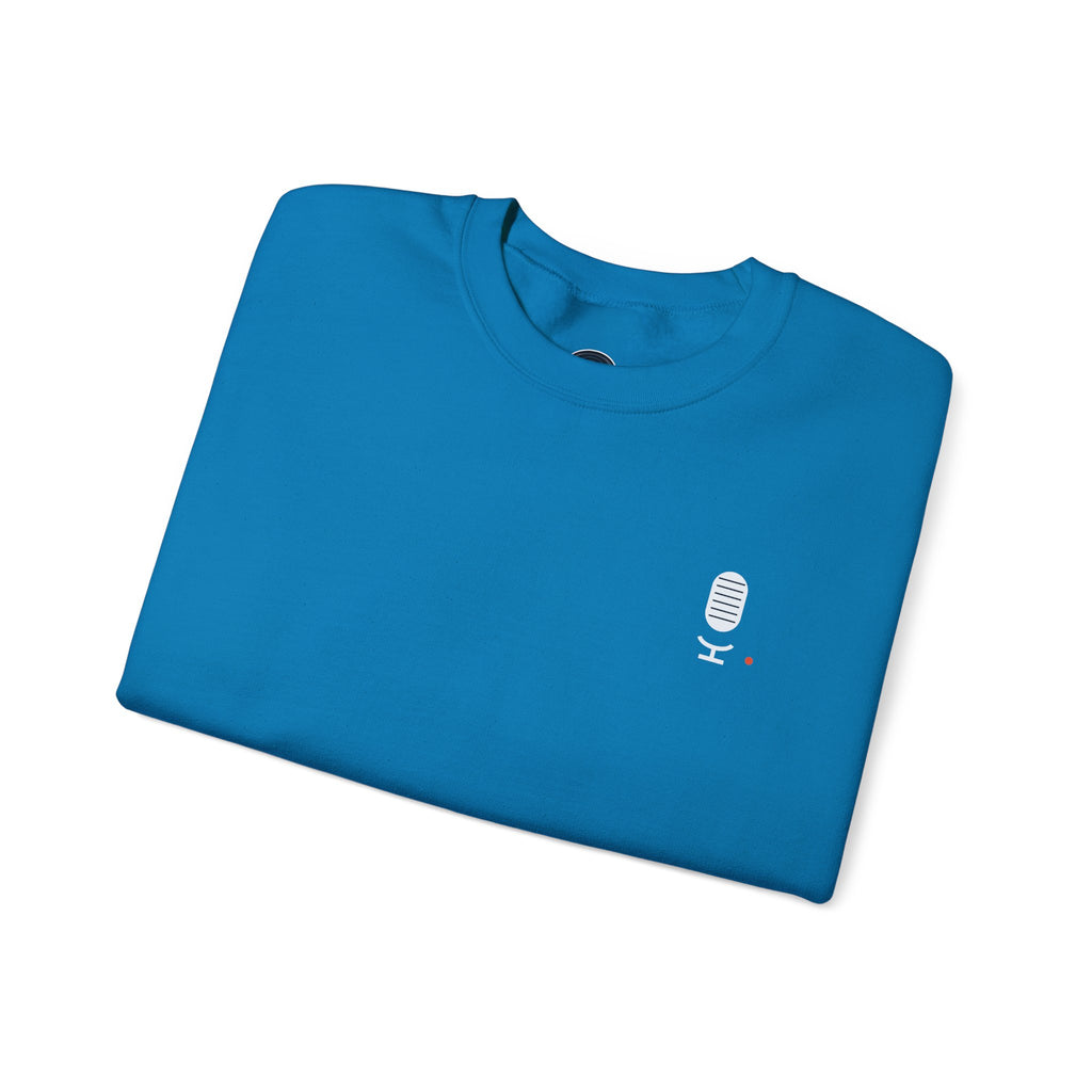 Crewneck Sweatshirt — Minimal Microphone Logo Orange Pullover