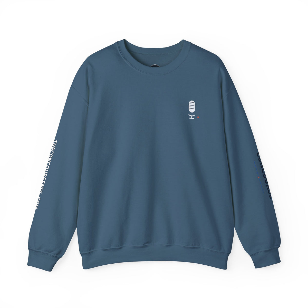 Crewneck Sweatshirt — Minimal Microphone Logo Orange Pullover