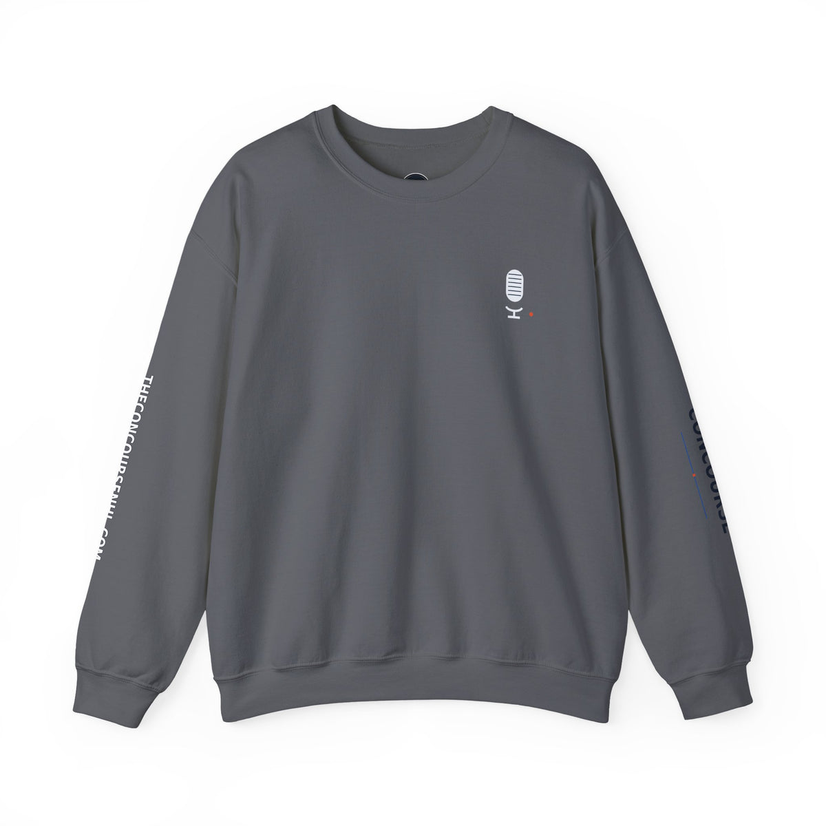 Crewneck Sweatshirt — Minimal Microphone Logo Orange Pullover