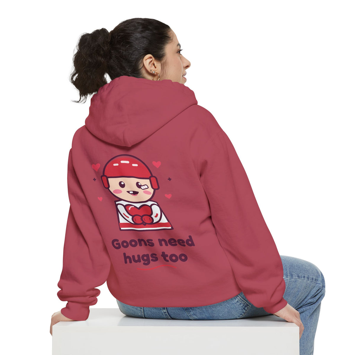 Minimal Rose Hoodie — Small Skull Embroidered Pullover