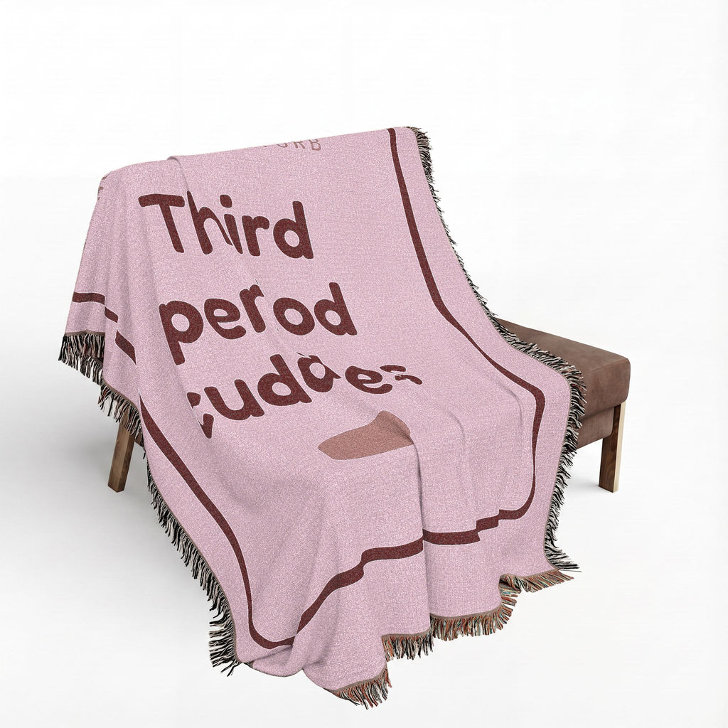 Woven Blanket — "Third Period Cuddles" Pink Cozy Throw for Teens & Dorms