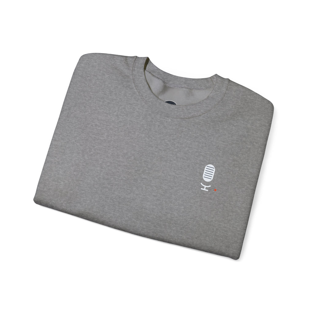 Crewneck Sweatshirt — Minimal Microphone Logo Orange Pullover