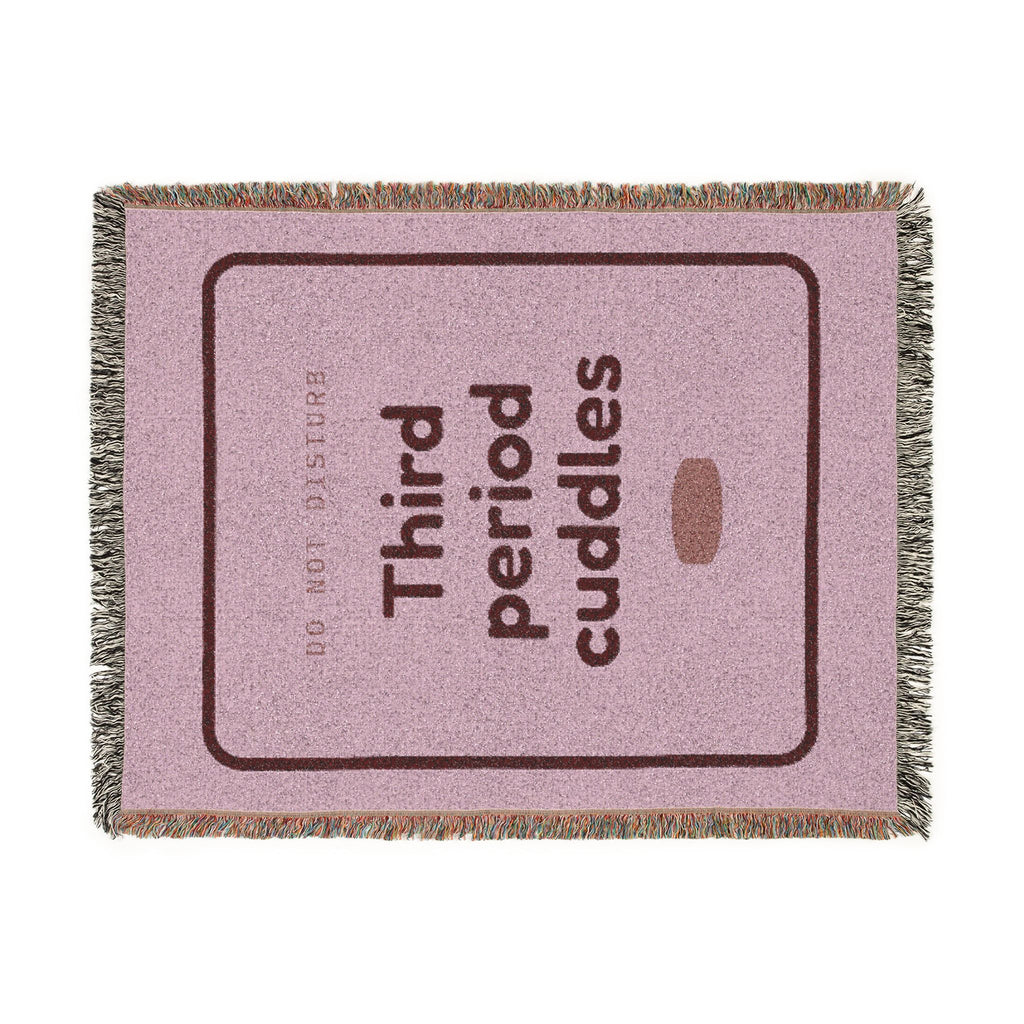 Woven Blanket — "Third Period Cuddles" Pink Cozy Throw for Teens & Dorms
