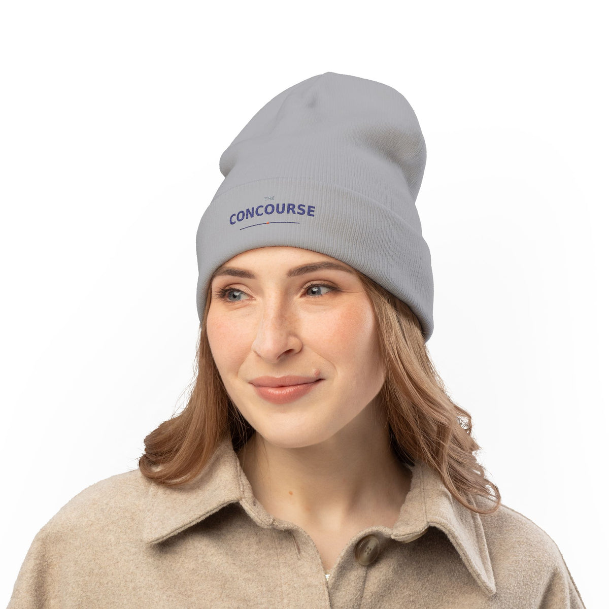 Concourse Embroidered Knit Beanie — Minimal Logo Cuffed Winter Hat