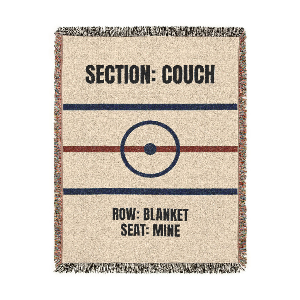 Woven Blanket: 'Section: Couch • Row: Blanket • Seat: Mine' Novelty Throw for Game Nights & TV Lovers