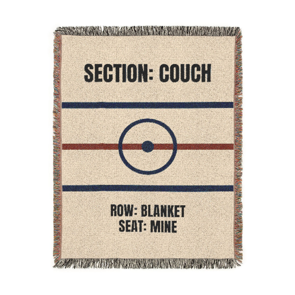 Woven Blanket: 'Section: Couch • Row: Blanket • Seat: Mine' Novelty Throw for Game Nights & TV Lovers