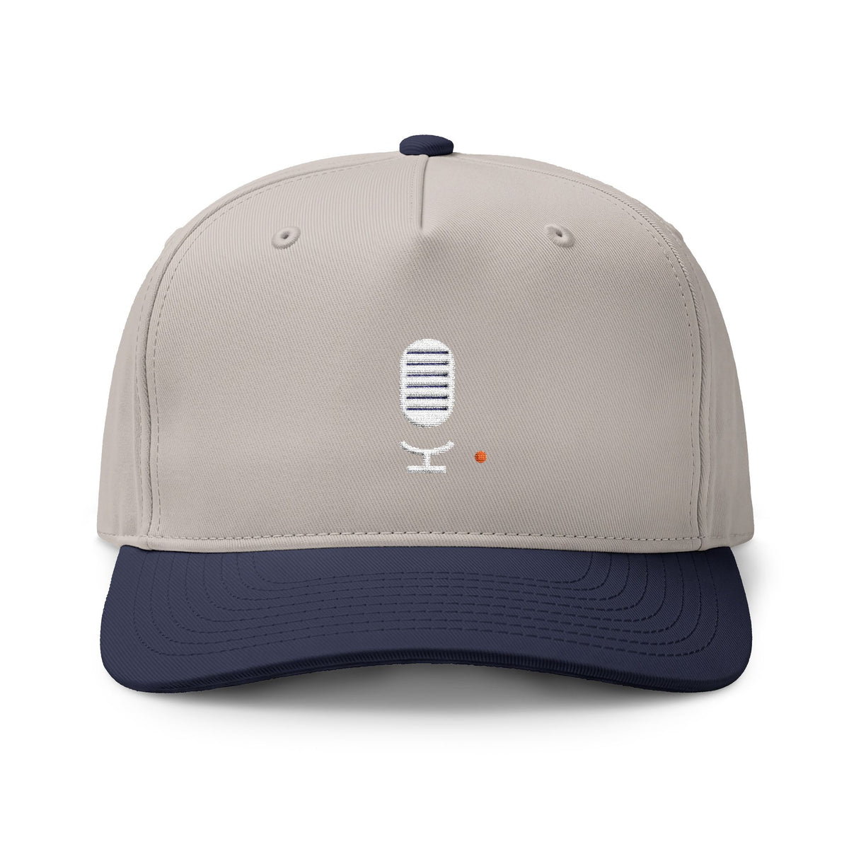 Embroidered Microphone Two-Tone Cap — Retro Radio Host Hat