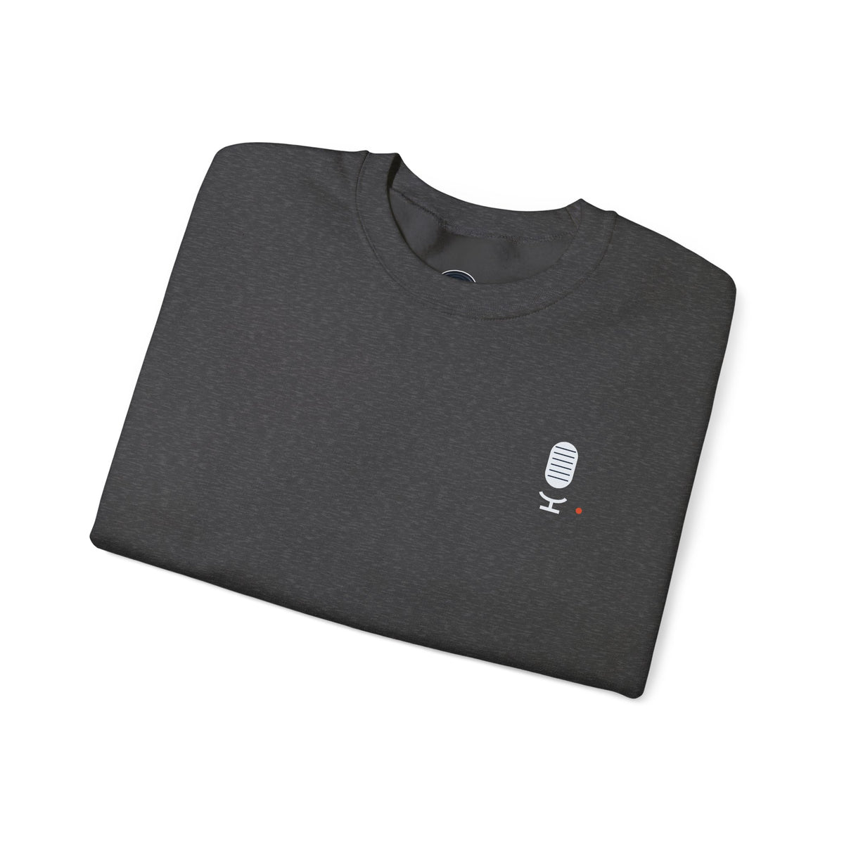 Crewneck Sweatshirt — Minimal Microphone Logo Orange Pullover