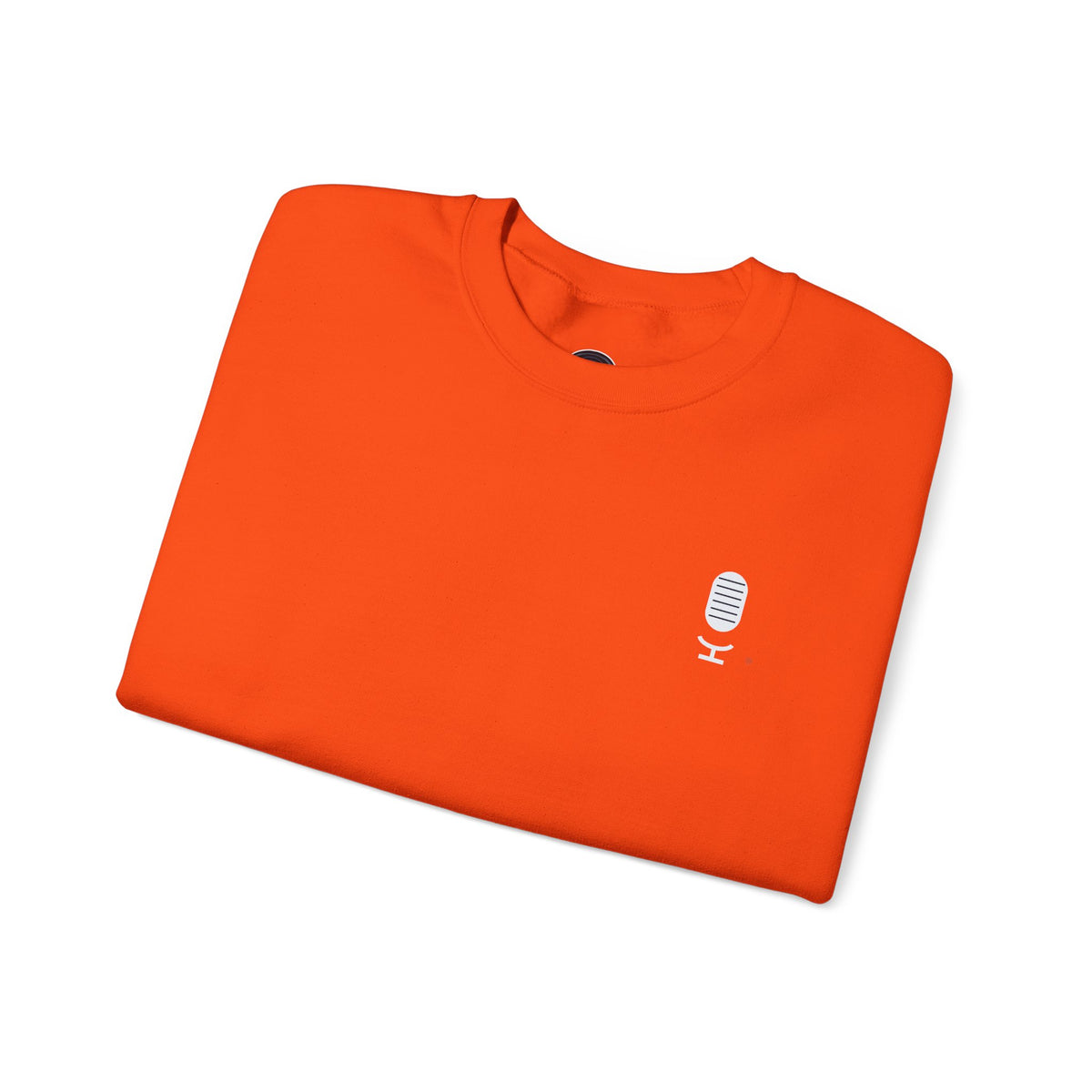Crewneck Sweatshirt — Minimal Microphone Logo Orange Pullover
