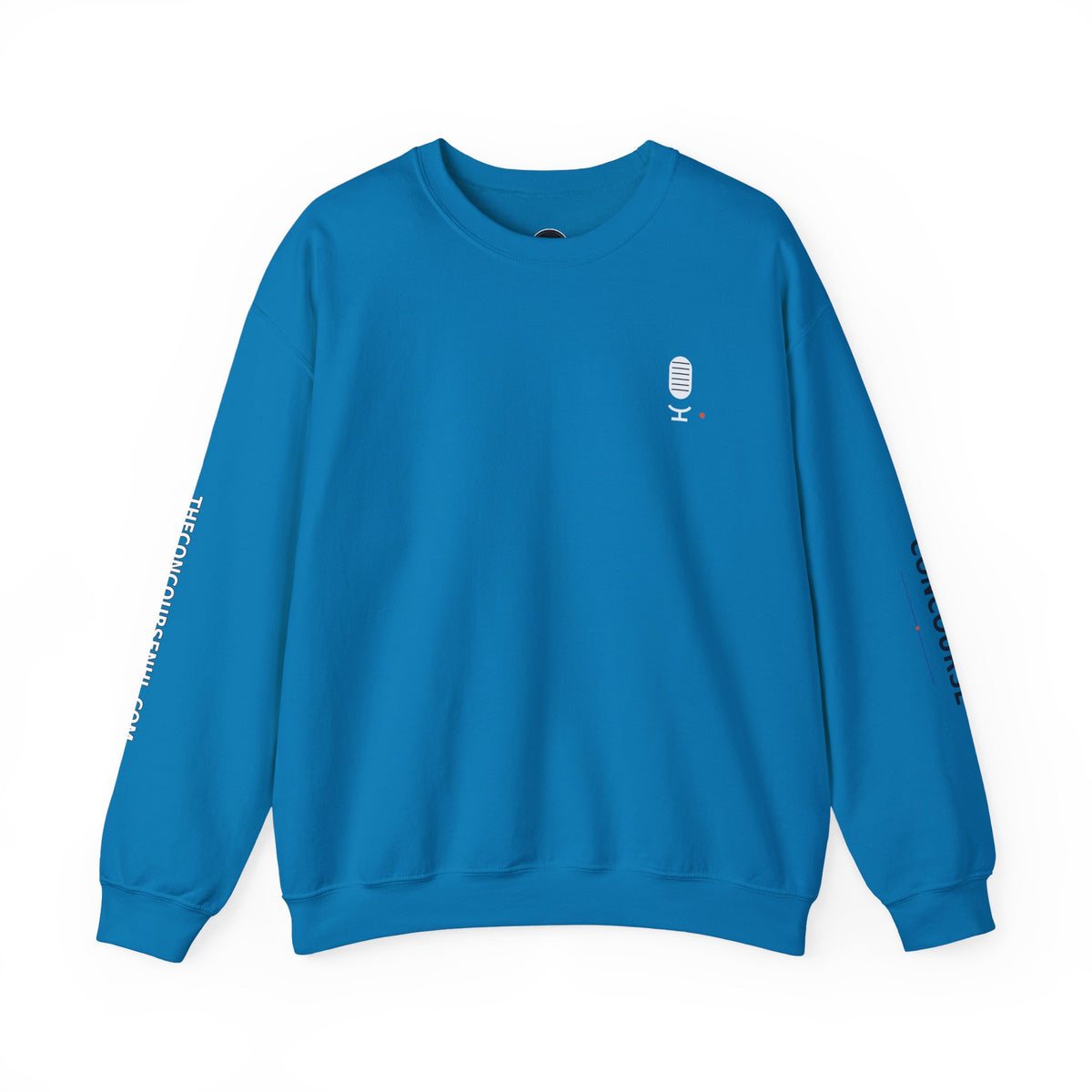Crewneck Sweatshirt — Minimal Microphone Logo Orange Pullover