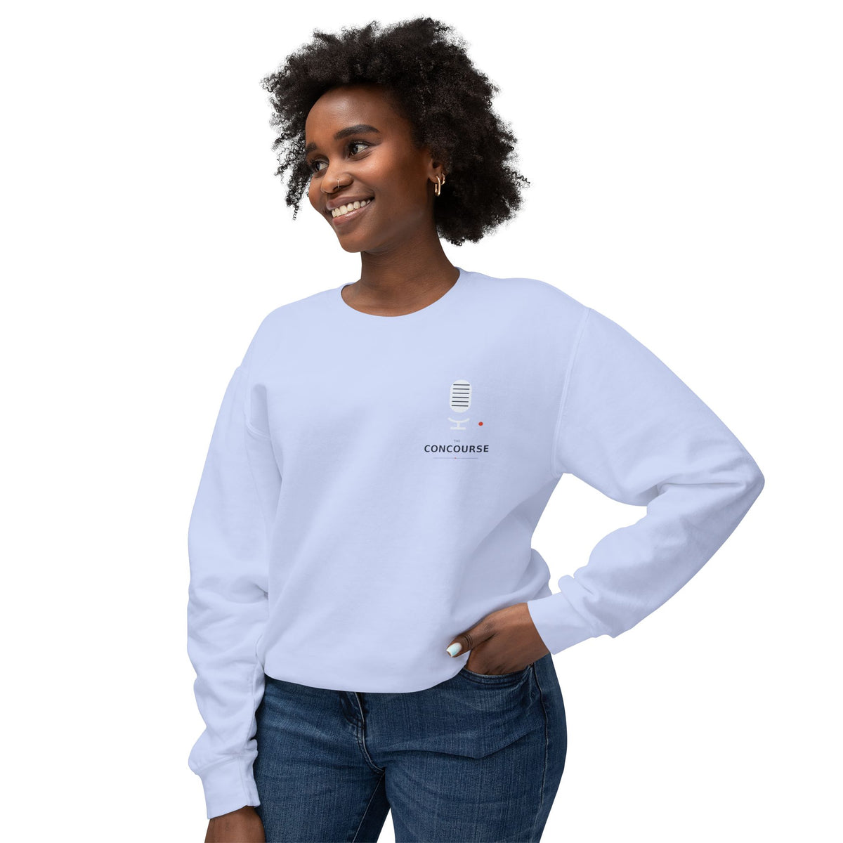 Cozy Peach Crewneck Sweatshirt with Cute Coffee Microprint