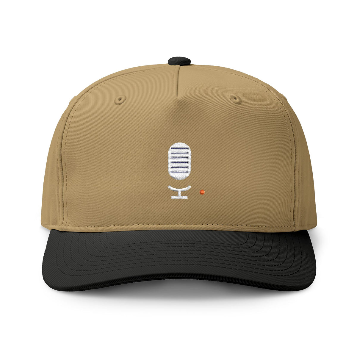 Embroidered Microphone Two-Tone Cap — Retro Radio Host Hat
