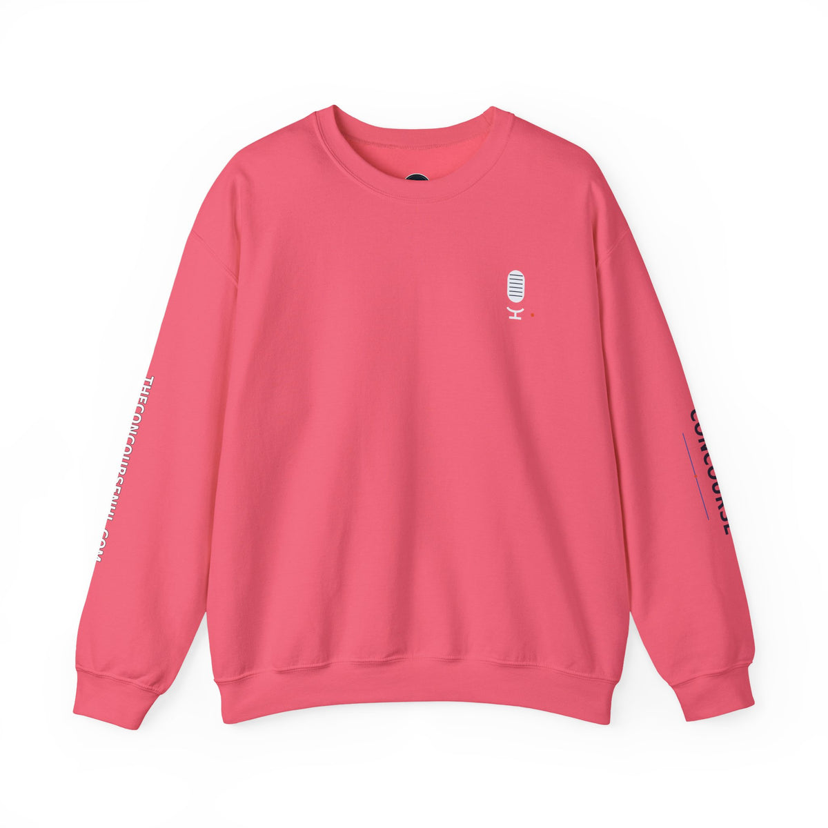 Crewneck Sweatshirt — Minimal Microphone Logo Orange Pullover
